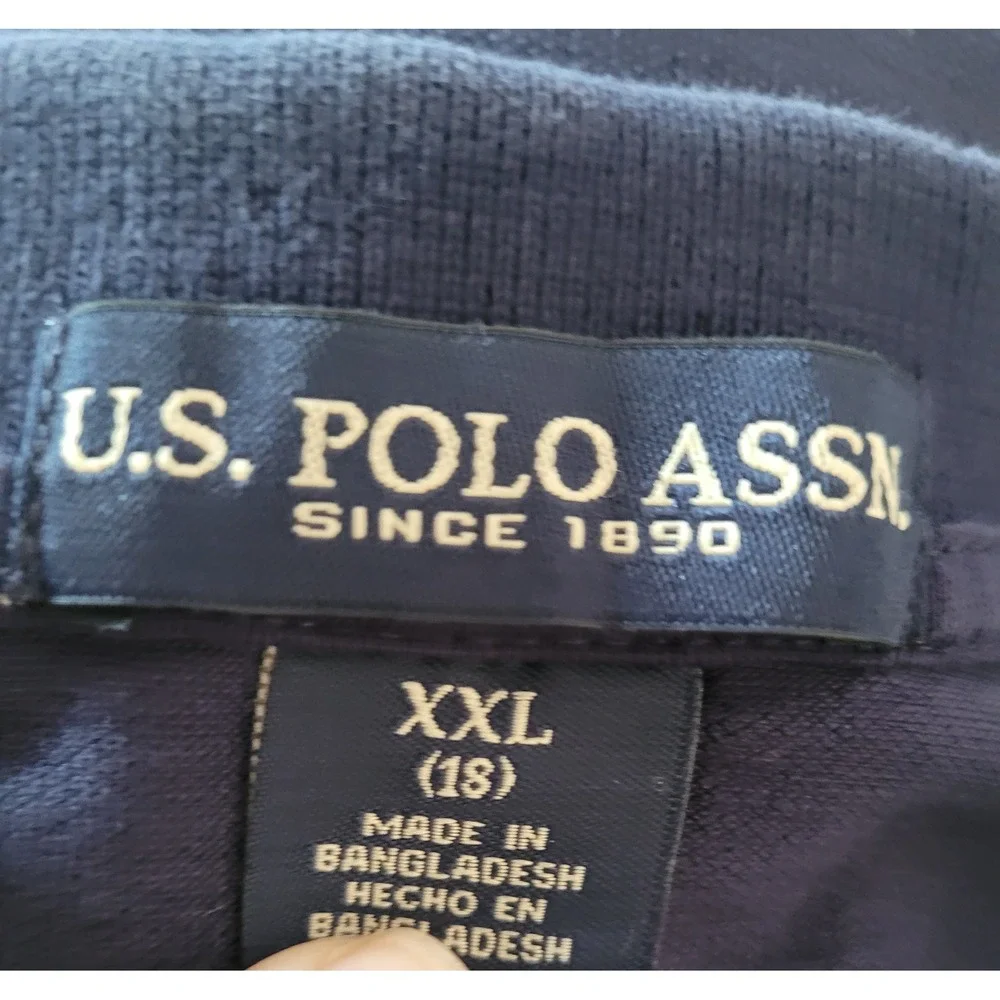 U.S. Polo Assn. Boys XXL (18) Navy Blue Long‎ Sleeve Polo Shirt #3